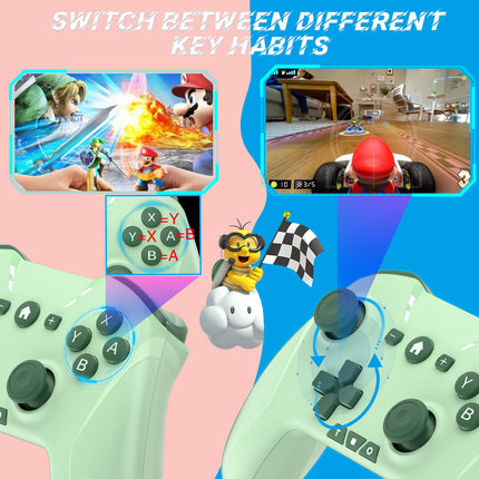 Bluetooth Controller for Switch/Mac/PC/Steam/Mobile Phone/iOS/Android//TV/iPad/Table/Apple Arcade MFi Games, switch pro controller wireless with Adjustable Dual Motion,Turbo,Macros,6-Axis,Wake Up for Black Myth: Wukong (Black) (Purple) (Green)
