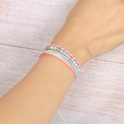 QOGIR Handmade Healing Bracelet,6mm Natural Gem Stone Bracelet rope bracelet
