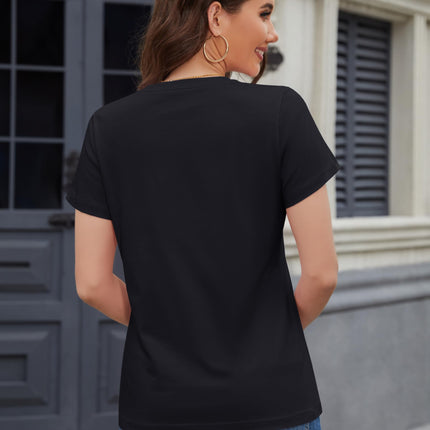 Women's T Shirts Cotton Short Sleeve Shirts Crew-Neck Summer Tops Classic-Fit Tees Breathable Casual Clothes