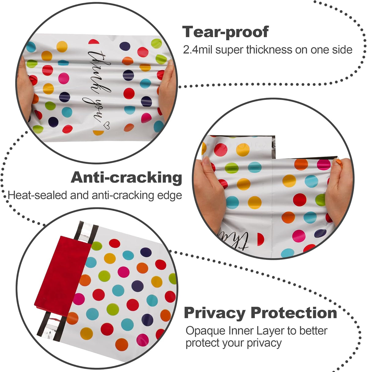 Poly Mailer 10x13 100 Pack - Self Adhesive Polka Dot Shipping Bags - photo 4