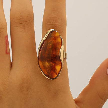 Chunky Statement Oval Ring for Women Boho Big Resin Rings