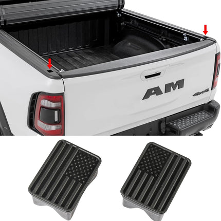 Bed Rail Stake Pocket Covers for Dodge Ram 1500 2019 2020 2021 2022 2023 2024 2025 2026 Truck Accessories Caps Rear Holes Plugs Covers Black 2Pcs