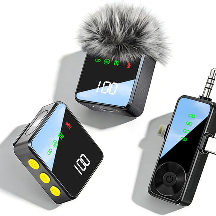 Wireless Mini Microphone for iPhone, Android, Cameras, Lavalier Lapel Microphone with Noise Reduction, Dual Digital Display Mics with 20H Battery Life for Video Recording, YouTube, Vlogging