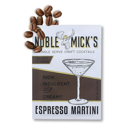 Noble Mick's Single Serve Craft Cocktails - Espresso Martini Drink Mix (Bundle of 6 Packets) - 25 Calories