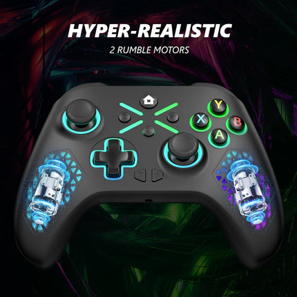 Dinosoo RGB Wireless Controller for Xbox Series X|S, Xbox One & Windows 10/11, Gaming Gamepad with Hall Trigger, Turbo, Macro, 3.5mm Audio Jack, 2.4GHz Adapter