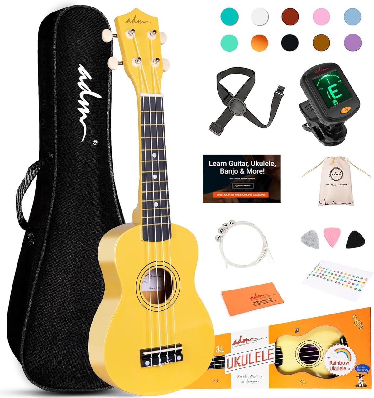 Beginner Hawaiian Wood Ukulele Starter Kit with Lessons
