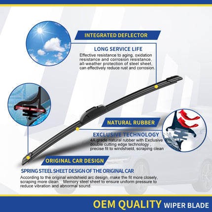 3 wipers Replacement For 2017 2016 2015 2014 2013 2012-2007 Jeep Wrangler 2018-2018 Jeep Wrangler JK Original Equipment Windshield Wiper Blades Set 15"+15"+13" (Set of 3) U/J HOOK