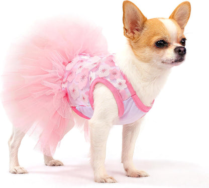 Pink Floral XXX-Small Dog Princess Dress with Bow Clip - photo 2