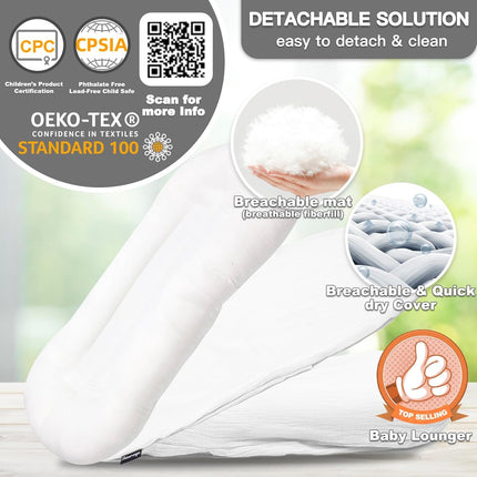 Baby Lounger - Snuggle Cozy Me Infant Lounger for Newborn 0-12 Months, Muslin Cover，Portable Breathable & Soft Baby Nest Lounger for Home and Travel - White