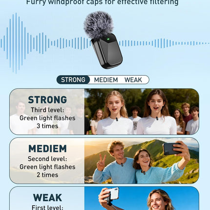 PoP voice Mini Wireless Lavalier Microphone for iPhone 15/16/17 & Android, Lapel Mic with Noise Reduction, 30H Battery Life with Charging Case, Lav Mic for iPhone Vlogging, Video Recording, Podcast