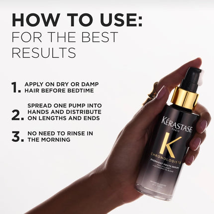Kérastase Chronologiste Overnight Youth Serum - Age-Corrective Leave-In Serum for Hair Weakened by Signs of Aging, Anti-Frizz, Infused with Pro-Xylane™ & Ochrophyta Algae