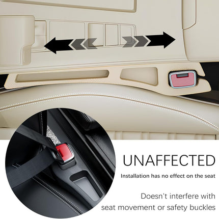 2PCS Car Seat Gap Filler Organizer,2 in 1 Car Gap Filler with Fill and Storage Function for Storing Phones Keys Cards,Universal Multifunctional No Drop Seat Guard for Cars (Beige)