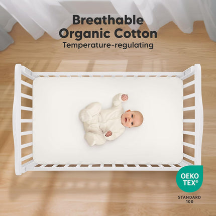 KeaBabies 2-Pack Organic Crib Sheets for Boys, Girls - 52x28 Fitted Crib Mattress Sheet Neutral, Breathable Jersey Cotton Cover for Baby Bed, Toddler Mattress, Soft & Cute Prints (ABC Land Sky)