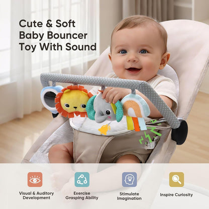 Baby Bouncer Toy Bar Soft with 4 Hanging Sensory Toys Attachment, Compatible with Baby Bjorn Bouncer - photo 2