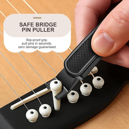 Guitar String Winder, String Cutter, Bridge Pin Puller, Professional 3-in-1 Tool Kit for Acoustic and Electric Guitars, Sturdy Peg Winder String Changing Tuner Maintenance