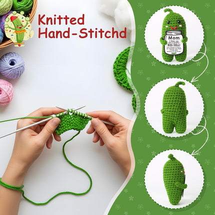 MAMAGIFTREE Mothers Day Birthday Gifts for Mom from Daughter Son, Handmade Crochet Pickle Plush “Big Dill” Gift for Mother in Law or Stepmom Mothers Day Keepsake, I Love You Mama Small Cute Decor