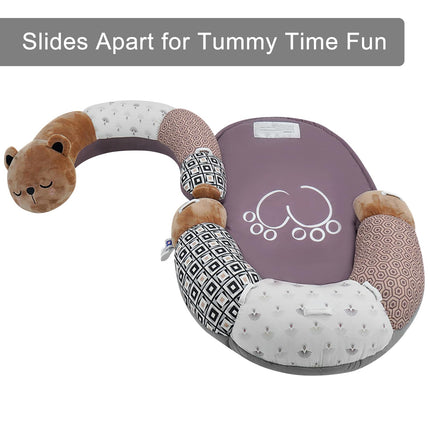 2-in-1 Tummy Time Mat & Seated Support Pillow,Baby Tummy Time Pillow Support for Newborns and Older Babies,with Detachable Support Pillow and Toys Bear