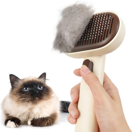Aumuca Cat Brushes for Indoor Cats Dog Hair Brush for Shedding Long or Short Haired Cats Grooming Deshedding Brush for Dog Kitten Horse Massage Removes Loose Fur, Brown