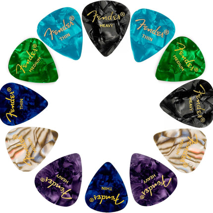 Fender Premium Picks Sampler - 12 Pack Includes Thin, Medium & Heavy Gauges (Austin Bazaar Exclusive)