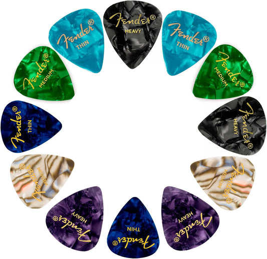 Premium Picks Sampler - 12 Pack Includes Thin, Medium & Heavy Gauges