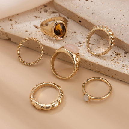 Chunky Rings for Women Stackable Vintage Adjustable Rings for Women Gold Statement Stone Ring Set Vintage Jewelry