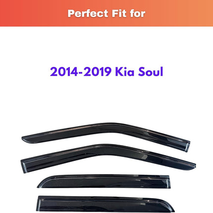 KPY Rain Guards Fit for 2014-2019 Kia Soul, Out-Channel Window Visors Vent Wind Deflectors 4PC, Car Accessories for 14-19 Soul