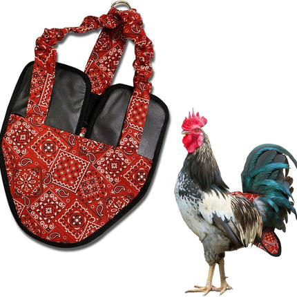 Hen Holster Bird Diaper, Wrap Around - for Hens, Roosters, Ducks, Leak-Proof Design, Comfortable Fleece Strap Bird Harness with Sewn-in Liner, Secure Hook & Loop Closure - Large, Red Bandana