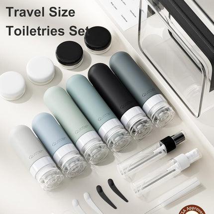 20 Pack Travel Bottles for Toiletries, Original Patented, TSA Approved Travel Size Containers, Leak Proof Silicone Shampoo and Conditioner Bottles Women & Men, Airplane Cruise Essentials, Black