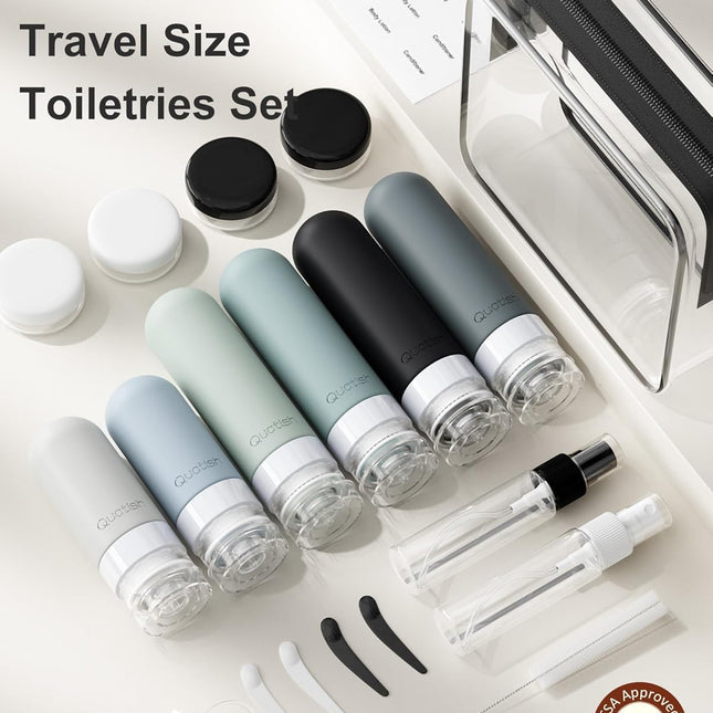 20 Pack TSA-Approved Silicone Travel Bottles for Toiletries, Black