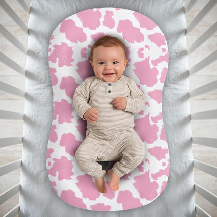 XYZCANDO Pink Cow Print Cover for Baby Nest for Newborn & Infant Lounger Slipcover Elastic Fabric Nest Cover Fits Most Loungers