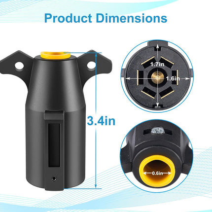 2 Pack Premium 7 Pin Trailer Plug With Built-In Brass Terminals, Heavy-Duty 7 Way Trailer Light Plug Connector Easy Installation，Waterproof 7 Prong Trailer Plug for Various RVs，Trailers，Boat Trailer
