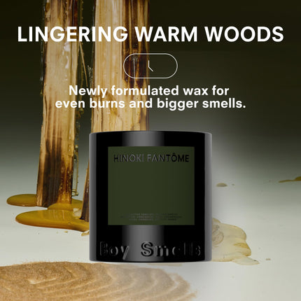 Hinoki Fantôme Scented Candles for Men and Women - Soy, Coconut Wax Candle Blend - Aromatic Candles for Home with Japanese Cypress, Jasmine and Smoked Amber