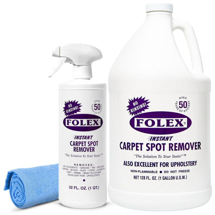 Instant Carpet Spot Remover 32 oz – Powerful Stain Remover for Carpets, Upholstery & Rugs – Eliminates Pet Stains, Grease, Red Wine, Food, Makeup & More – With Reusable Cleaning Cloth - 1 Pack