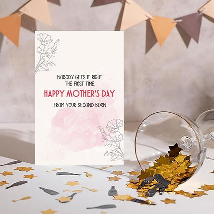Funny Mother's Day Card from Second Born, Humorous Happy Mothers Day Card from 2nd Born Second Born Son Daughter Children Kids, Hilarious 2nd Born Mother's Day Cards Gift for Mom Mother
