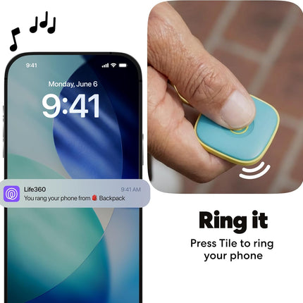 Life360 Tile - Bluetooth Tracker, Keys Finder and Item Locator for Keys, Bags and More. Phone Finder. Both iOS and Android Compatible. 1-Pack (Aqua Lemon)