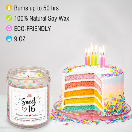 Homsolver Sweet 16th Birthday Gifts for Girls, Vanilla Cream Scent Best Ideas Birthday Presents for Daughter, Friends, Sister, Handmade Aromatherapy Candle Birthday's Decorations for Girls