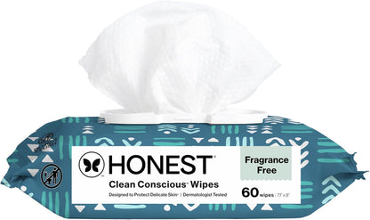Hypoallergenic Multi-Use Baby Wipes for Sensitive Baby Skin, Balance Blues, 60 Count