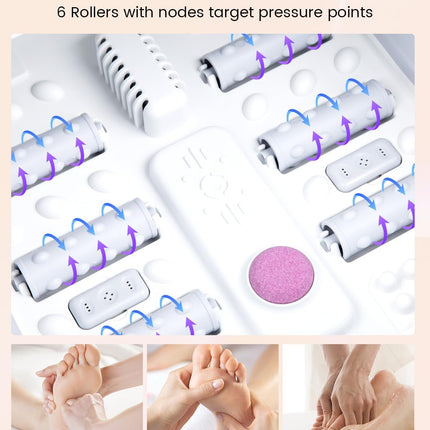 RIKE Collapsible Foot Spa with Fast PTC Heating and Massage, 14 Temp Control Precise Heated Foot Bath, Smart Digital Touch Screen & Ambient Light, 6 Rollers & Pumice Stone, Space Saving for Home
