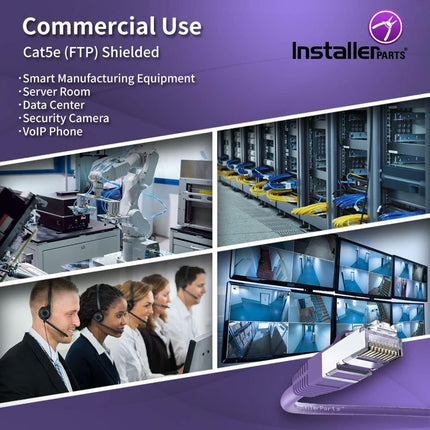 InstallerParts Ethernet Cable CAT5E Cable Shielded (FTP) Booted 2 FT - Purple - Professional Series - 1Gigabit/Sec Network/Internet Cable, 350MHZ