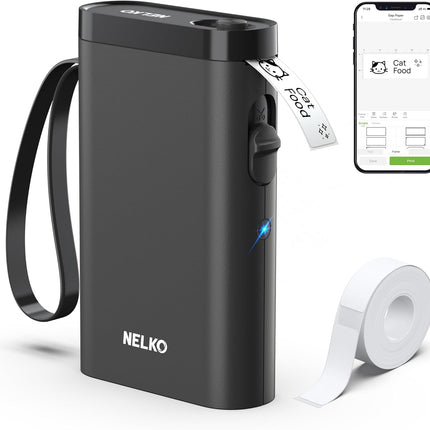 Nelko Label Maker Machine with Tape, P21 Bluetooth Label Printer, Wireless Mini Label Makers with Multiple Templates for School Office Home, Black