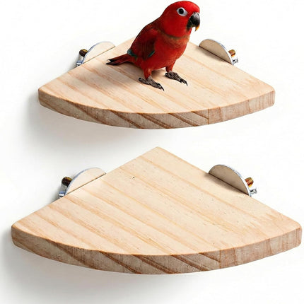 2 Pcs Bird Cage Platform Flat Bird Perch Platform Birds Perch Birds Cages Accessories Flat Fan Shape for Parakeet Conure Cockatiel Budgie Rat Chinchilla Gerbil Hamster (2 Size)