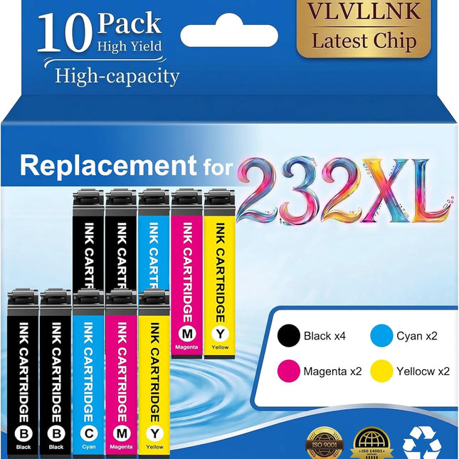 For 232XL Ink Cartridges Latest Upgrade (10-Pack) Remanufactured