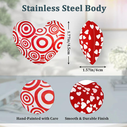 Crimson Love Heart Chimes, 2 Pack Stainless Steel Heart Bells with Hand-Painted Designs, Portable - photo 3