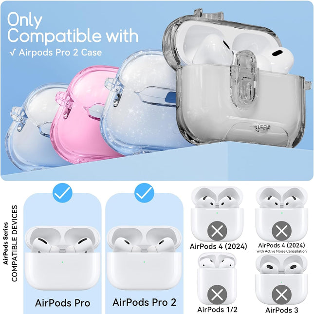Clear Case for Airpods Pro 2 Case Cover with Safety Lock,Soft TPU Cover with Phone Stand & Cleaning - photo 2