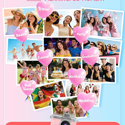 Mini Keychain Camera, 1080P Portable Digital Camera with 1.47” Flip LCD & Flash, Retro Collectible Pocket Camera for Travel, Parties, Birthday(Pink32GB)
