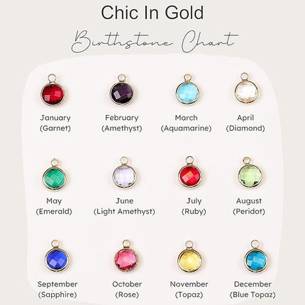 Birthstone Necklace for Mom, Personalized Necklace with Kids Names, Custom Family Jewelry for Wife, Grandma, Women, 1 2 3 4 5 Grandkids, Mother's Day & Birthday Gift, 18k Plated Gold, Rose, Silver