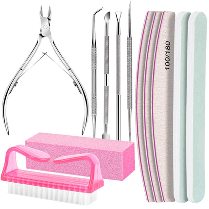 Nail Care Kit, Nail Files 100/180, Nail Buffer Block, Cuticle Nippers, Cuticle Trimmer, Cuticle Pusher, Nail Tools, Nail Kit, Pedicure & Manicure Tools, Nail Prep Kit, Manicure Kit for Women