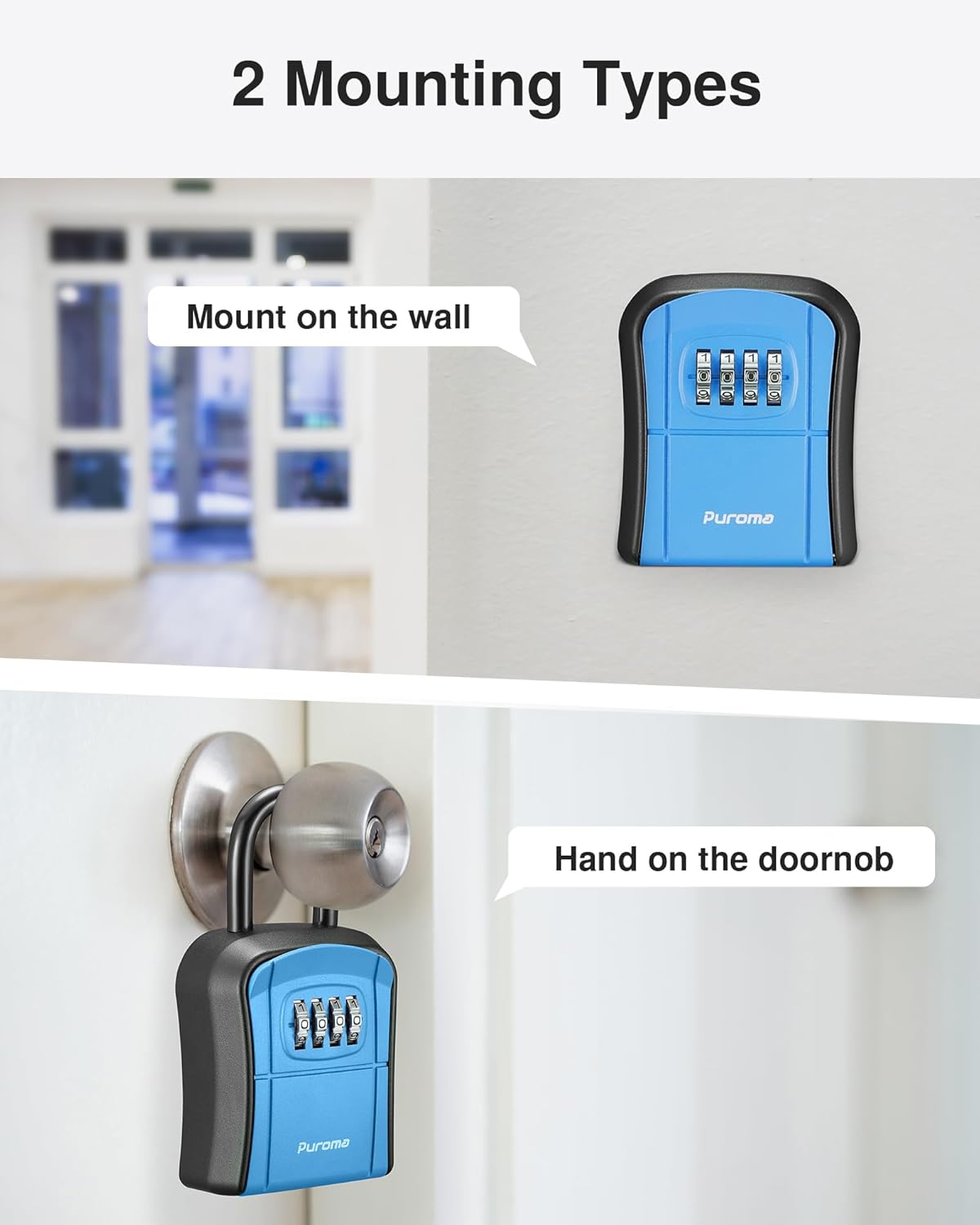 Key Lock Box, Portable Combination Lockbox Wall-Mounted Key Storage Box for House Keys, Resettable Code - photo 2