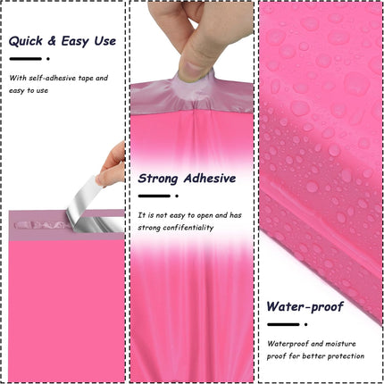 Pink Poly Mailers 10x13 Inch 100 Pcs, Strong Adhesive Shipping Bags for Clothing, Self-Sealing and Waterproof Mailing Envelopes, Privacy Protected Mailer Bags for Small Business