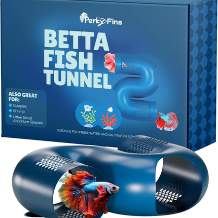Betta Fish Tunnel Hideout Blue | Aquarium Cave & Tunnel Decor for Betta Fish, Shrimp & Small Fish | Fish Tank Decoration, Betta Tank Accessory & Enrichment Toy